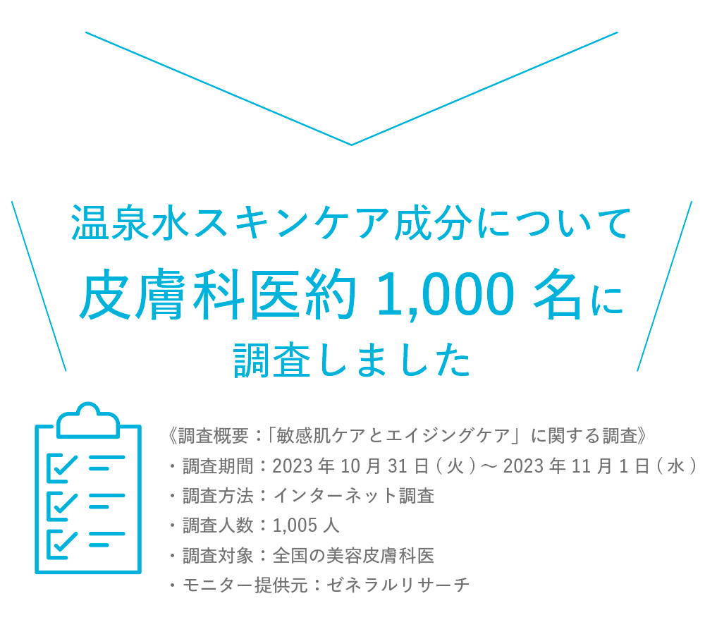 温泉水スキンケア成分について皮膚専門家1,000名に調査しました