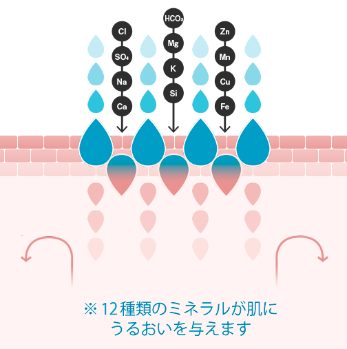 12種類のミネラルが肌にうるおいを与えます